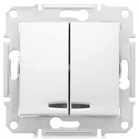 Выключатель двухклавишный с синей подсветкой Schneider Electric Sedna 10A 250V SDN0300321