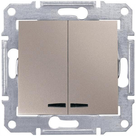 Выключатель двухклавишный с синей подсветкой Schneider Electric Sedna 10A 250V SDN0300368