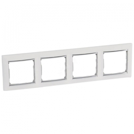 Рамка 4-постовая Legrand Valena белая/серебряный штрих 770494