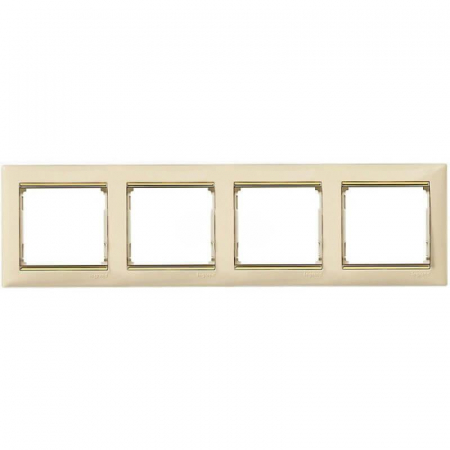 Рамка 4-постовая Legrand Valena слоновая кость/золотой штрих 774154