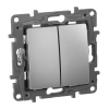 Выключатель двухклавишный Legrand Etika 10A 250V алюминий 672402