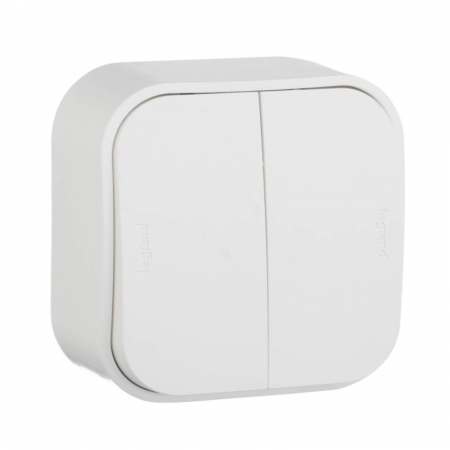 Переключатель двухклавишный на 2 направления Legrand Quteo 10A 250V белый 782206