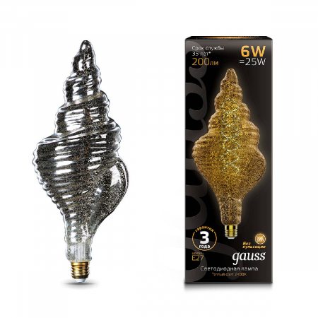 Лампа светодиодная филаментная Gauss E27 6W 2400K серая 166802008