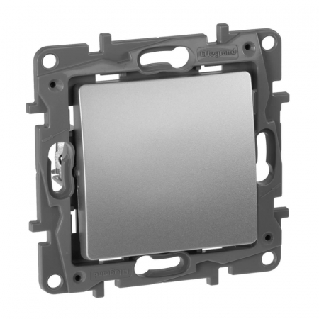 Переключатель одноклавишный Legrand Etika 10A 250V алюминий 672405