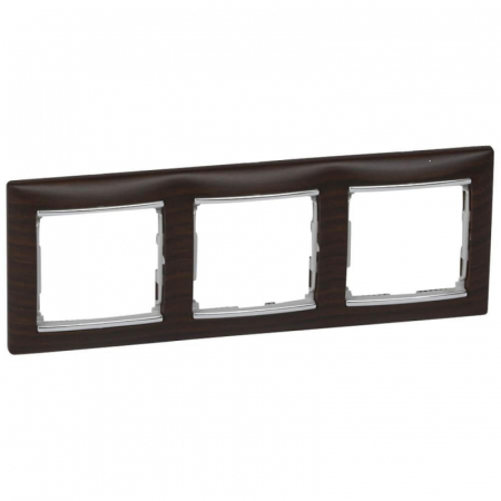 Рамка 3-постовая Legrand Valena темное дерево/серебряный штрих 770373