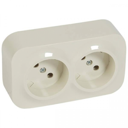 Розетка 2х2К Legrand Quteo 16A 250V б/з слоновая кость 782242