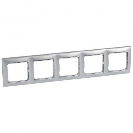 Рамка 5-постовая Legrand Valena алюминий/серебряный штрих 770355