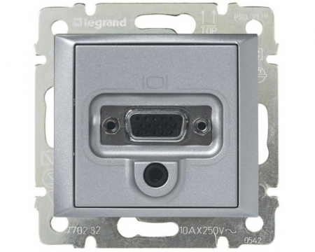 Розетка аудио/видео HD15+Jack3.5 Legrand Valena алюминий 770282