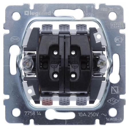 Выключатель двухклавишный кнопочный Legrand Galea Life 10A 250V управления жалюзи 775814