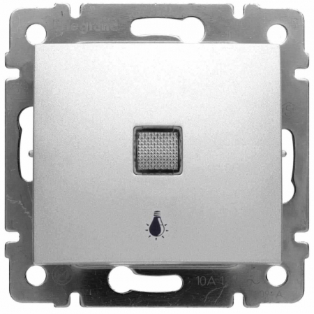 Выключатель кнопочный одноклавишный Legrand Valena 10A 250V Лампа алюминий 770113