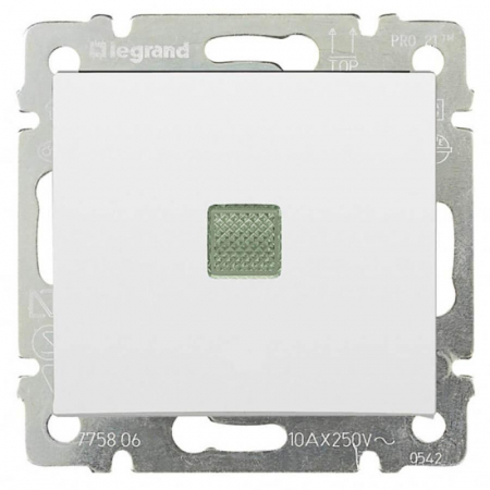 Переключатель одноклавишный промежуточный Legrand Valena 10A 250V с подсветкой белый 774448