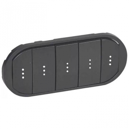 Лицевая панель Legrand Celiane выключателя пятиклавишного с подсветкой графит 067906