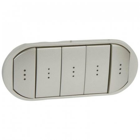 Лицевая панель Legrand Celiane выключателя пятиклавишного с подсветкой титановая 068320