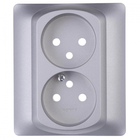Лицевая панель Legrand Galea Life розетки 2х2К французский стандарт алюминий 771335
