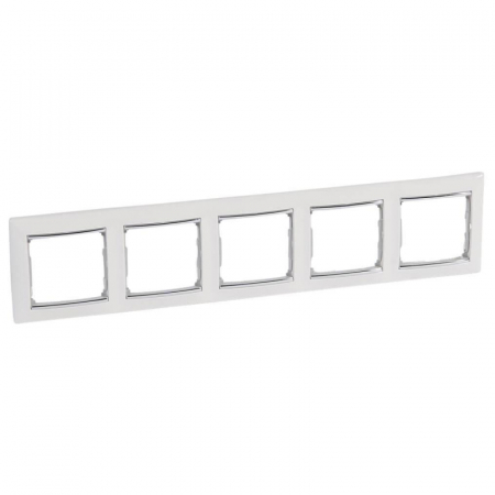 Рамка 5-постовая Legrand Valena белая/серебряный штрих 770495