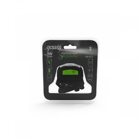 Налобный светодиодный фонарь Gauss аккумуляторный 40х60 220 лм GF402