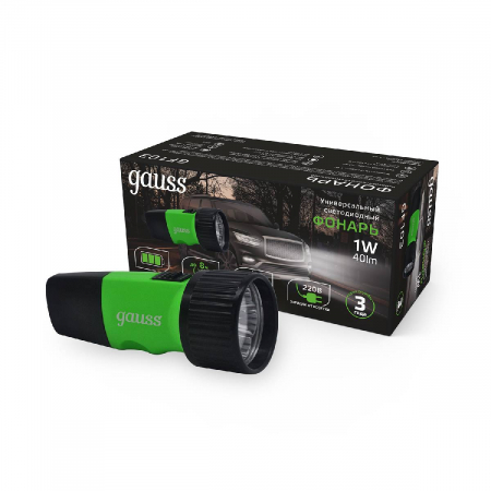 Ручной светодиодный фонарь Gauss аккумуляторный 130х50 40 лм GF103