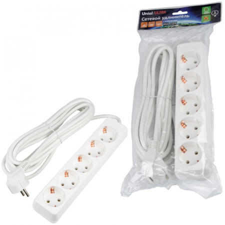 Удлинитель бытовой Uniel Ultra S-GCU5-5 WHITE UL-00010009