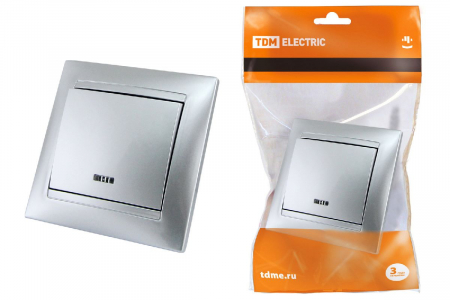 Выключатель одноклавишный с подсветкой Лама TDM Electric SQ1815-0204