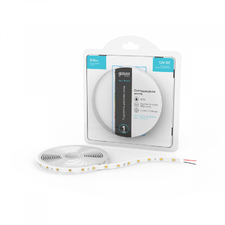 Светодиодная лента Gauss 12В 5050 8Вт/м 4000K 2м IP20 BT021