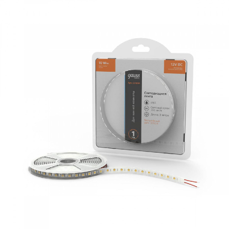 Светодиодная лента Gauss 12В 5050 10Вт/м 3000K 3м IP65 BT050
