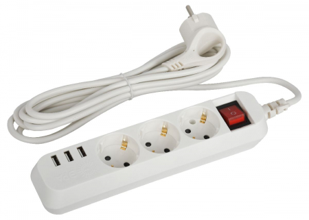 Удлинитель электрический Эра U-3es-3m-USB Б0052901