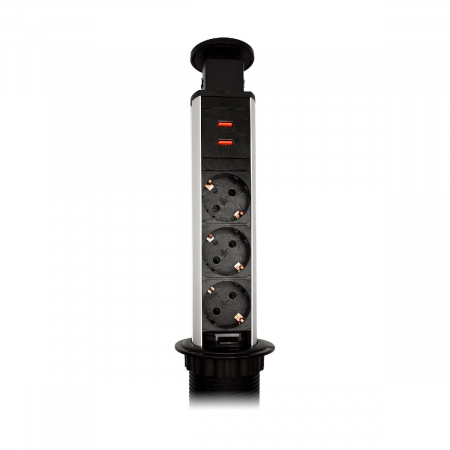 Блок розеток 105S (J) (3 секции + 2 USB) Mebax 00-00003151