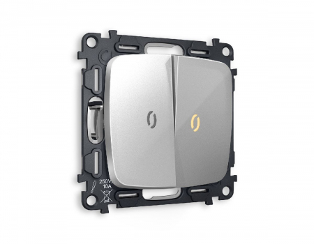 Комплект механизма 2-кл выключателя с подсветкой Ambrella Volt Omega MO404010