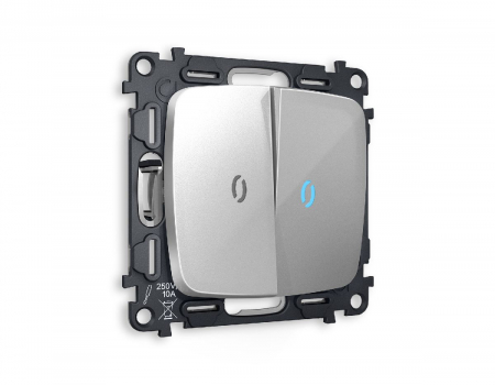 Комплект механизма 2-кл выключателя с подсветкой Ambrella Volt Omega MO404020