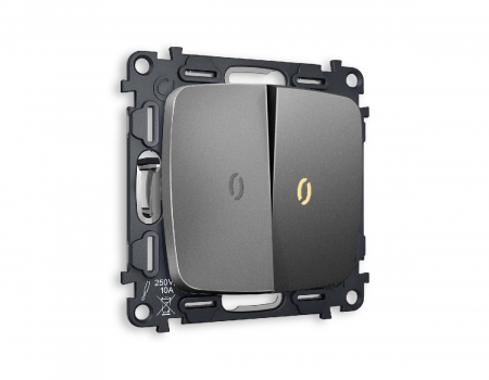 Комплект механизма 2-кл выключателя с подсветкой Ambrella Volt Omega MO654010