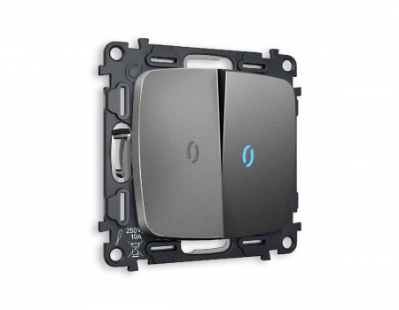 Комплект механизма 2-кл выключателя с подсветкой Ambrella Volt Omega MO654020