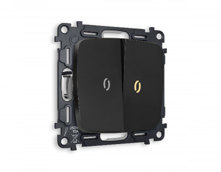 Комплект механизма 2-кл выключателя с подсветкой Ambrella Volt Omega MO804010