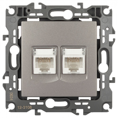 Розетка компьютерная двойная RJ45 Эра 12-3108-16 Б0065665