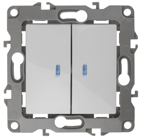 Выключатель двойной с подсветкой Эра 12-1105-01 Б0014657