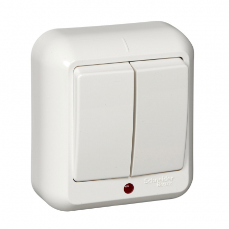 Выключатель 2-клавишный с подсветкой Schneider Electric Прима A56-007I-B