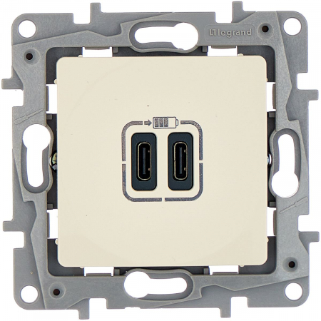 Зарядка USB C-C Legrand ETIKA Слоновая кость 672335