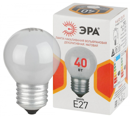 Лампа накаливания Эра P-40-E27-230-FR шар Б0066392