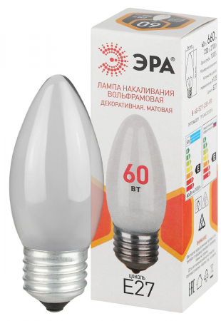 Лампа накаливания Эра B-60-E27-230-FR свечка Б0066409
